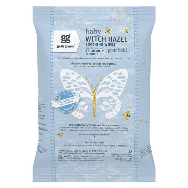 233999 8 Oz Witch Hazel Soothing Wipes, Dreamy Rosewood 32 Biodegradable Wipes