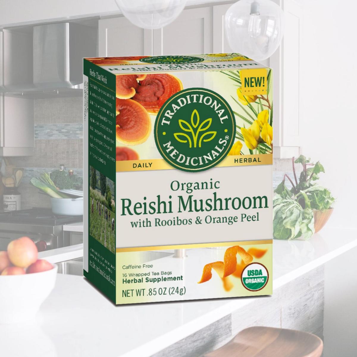 Picture of Traditional Medicinals 235162 Specialty Reishi Mushroom with Rooibos & Orange Teas Pack - 16 Tea Bags