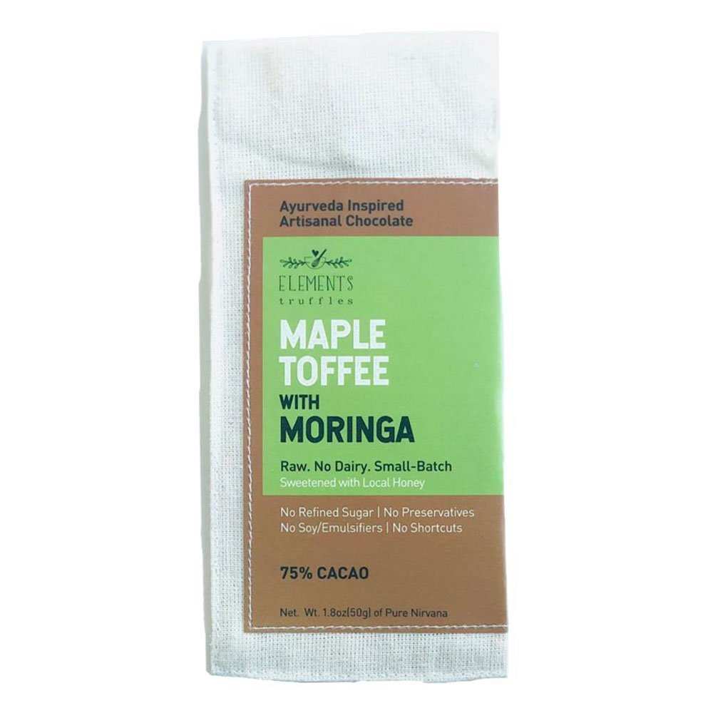 1.8 oz Ayurveda Inspired Artisanal Chocolate Bars Maple Toffee with Moringa Infusion