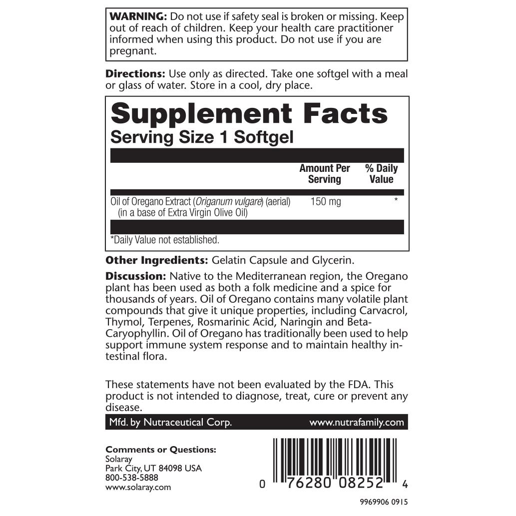 Picture of Solaray 234967 Oil of Oregano Dietary Supplement, 60 Count
