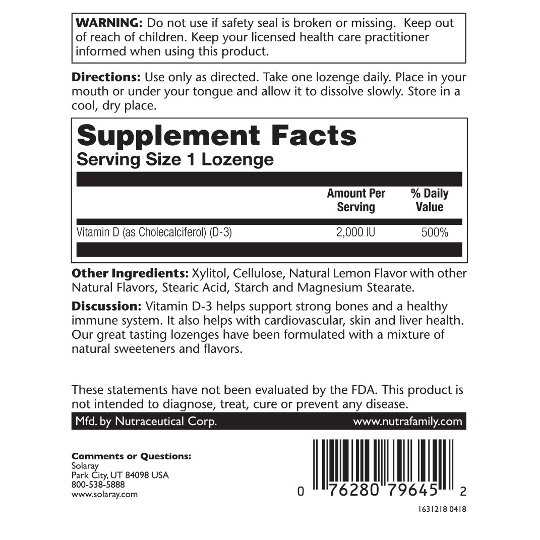 Picture of Solaray 234952 Vitamin D-3 Dietary Supplement, 60 Count