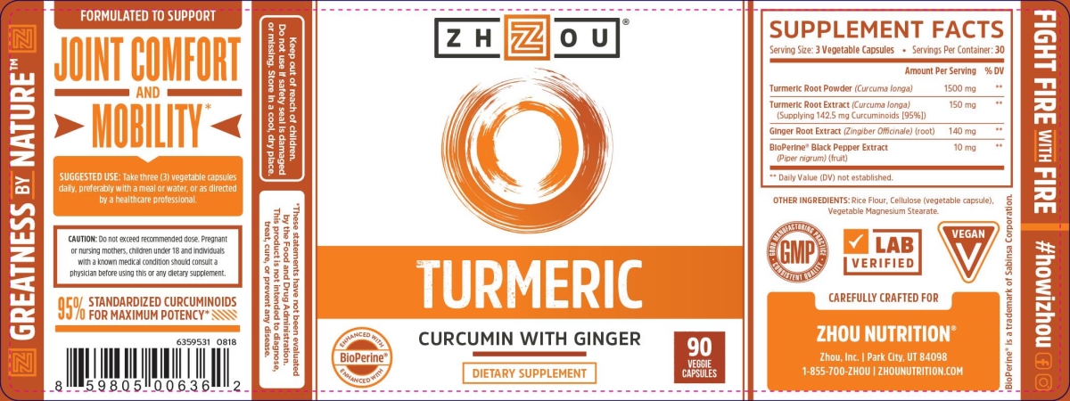 Picture of Zhou 235009 Turmeric Curcumin with Bioperine Dietary Supplement, 90 count