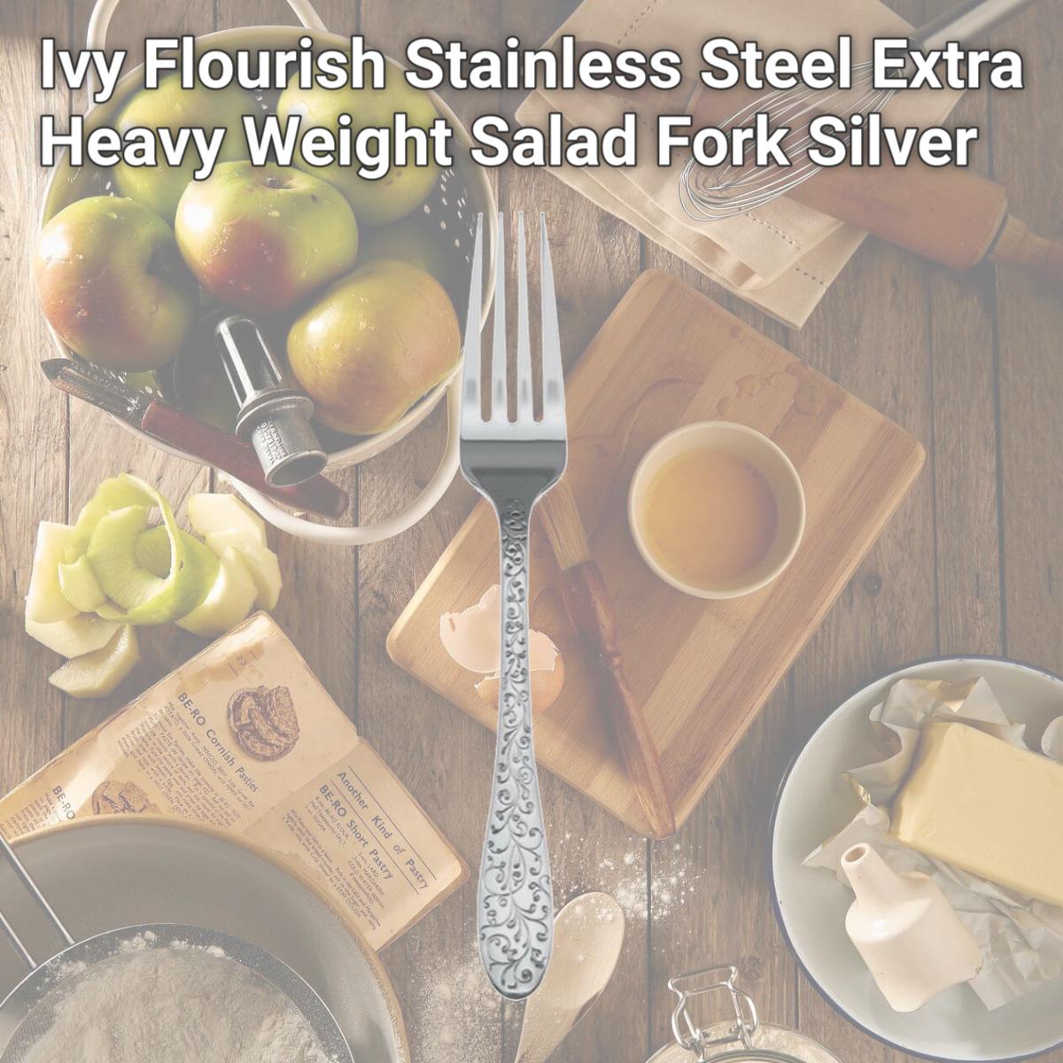 Picture of Oneida T638FDEF Ivy Flourish Stainless Steel Extra Heavy Weight Salad Fork  Silver