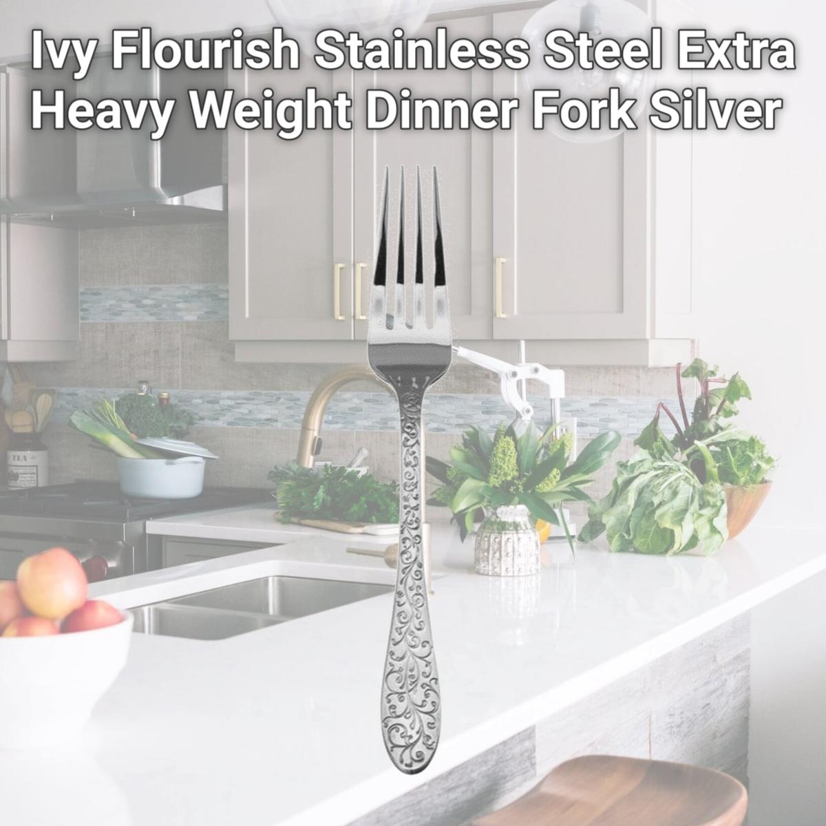 Picture of Oneida T638FDNF Ivy Flourish Stainless Steel Extra Heavy Weight Dinner Fork  Silver