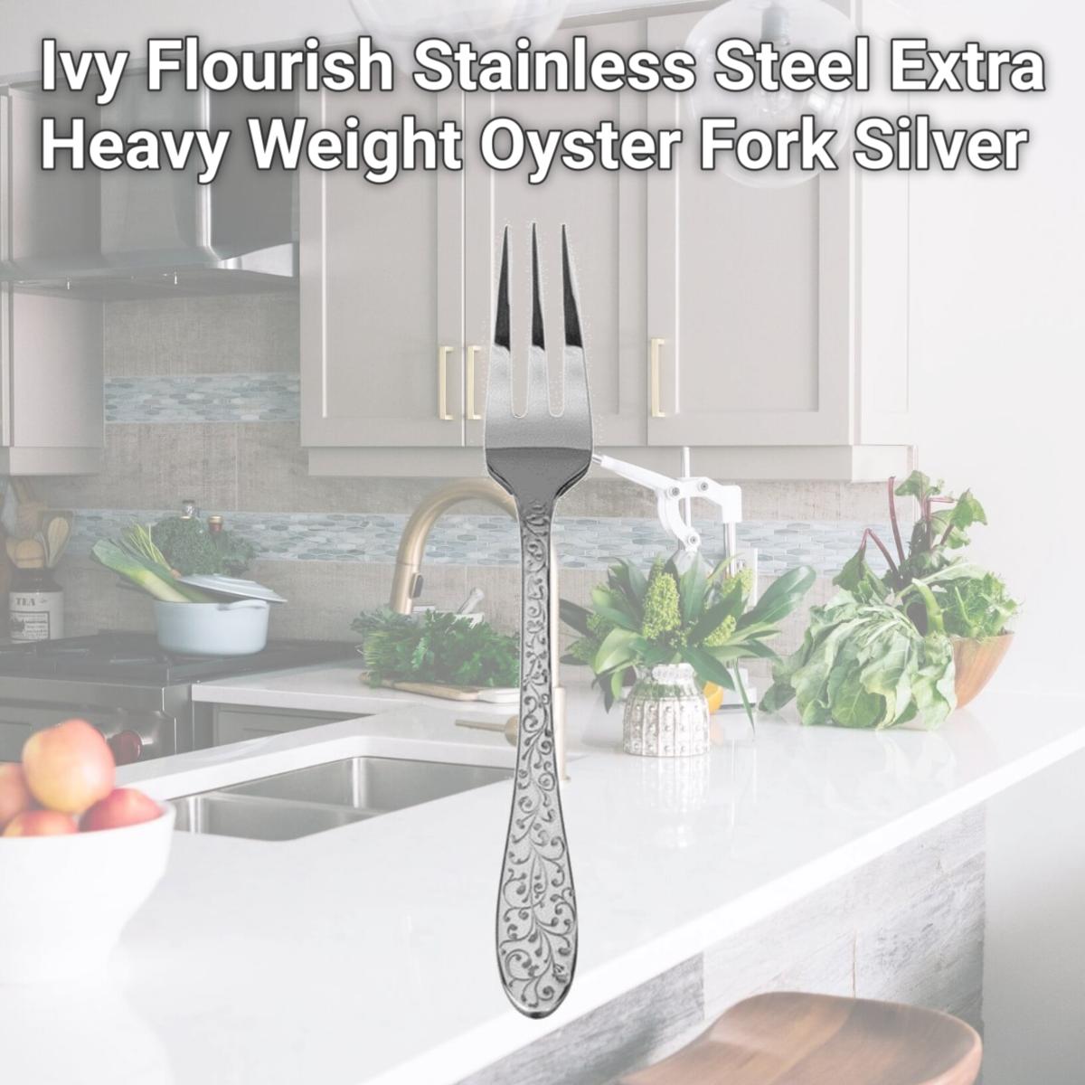 Picture of Oneida T638FOYF Ivy Flourish Stainless Steel Extra Heavy Weight Oyster Fork  Silver