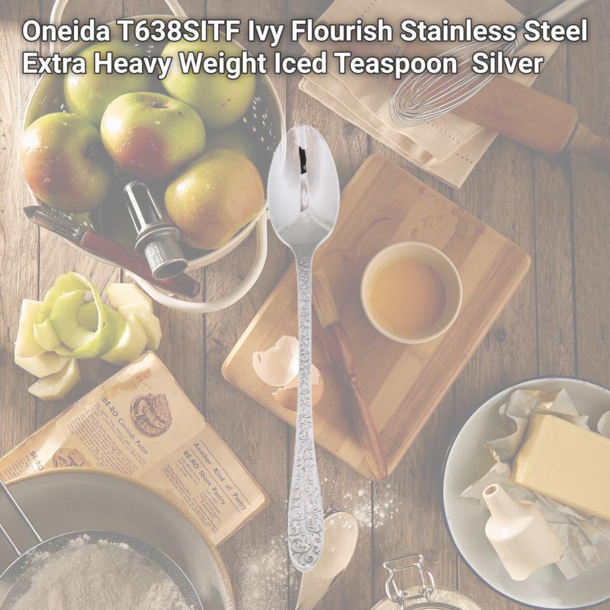 Picture of Oneida T638SITF Ivy Flourish Stainless Steel Extra Heavy Weight Iced Teaspoon  Silver