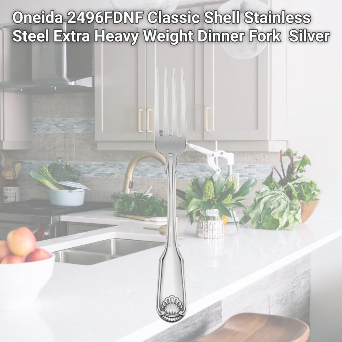 Picture of Oneida 2496FDNF Classic Shell Stainless Steel Extra Heavy Weight Dinner Fork  Silver