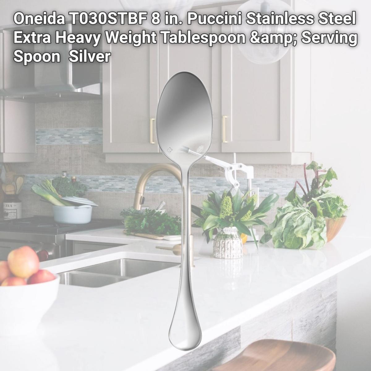 Picture of Oneida T030STBF 8 in. Puccini Stainless Steel Extra Heavy Weight Tablespoon &amp; Serving Spoon  Silver