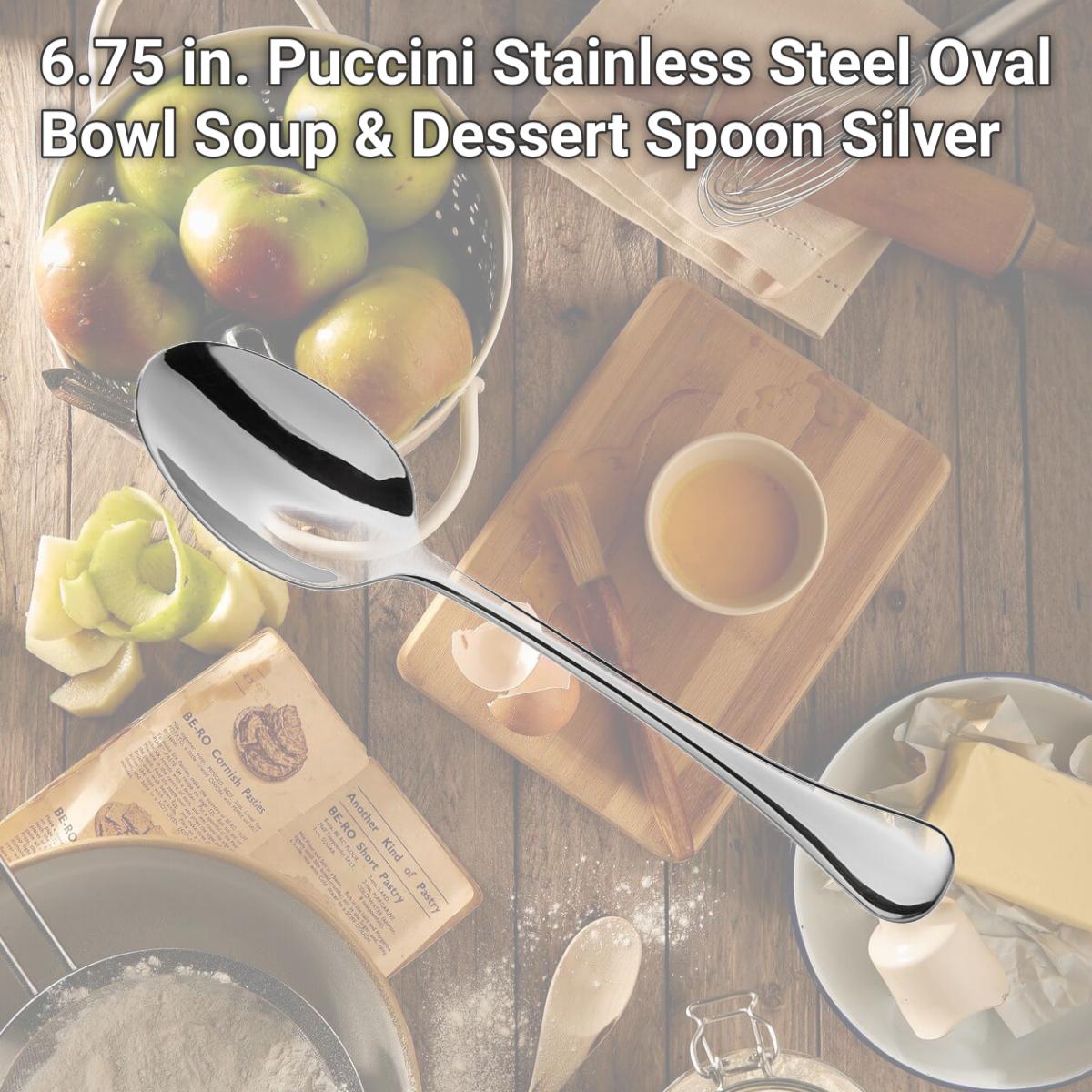 Picture of Oneida T030SDEF 6.75 in. Puccini Stainless Steel Oval Bowl Soup &amp; Dessert Spoon  Silver