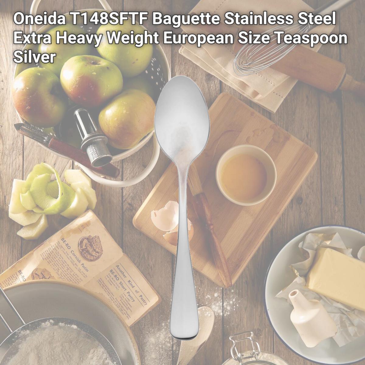 Picture of Oneida T148SFTF Baguette Stainless Steel Extra Heavy Weight European Size Teaspoon  Silver