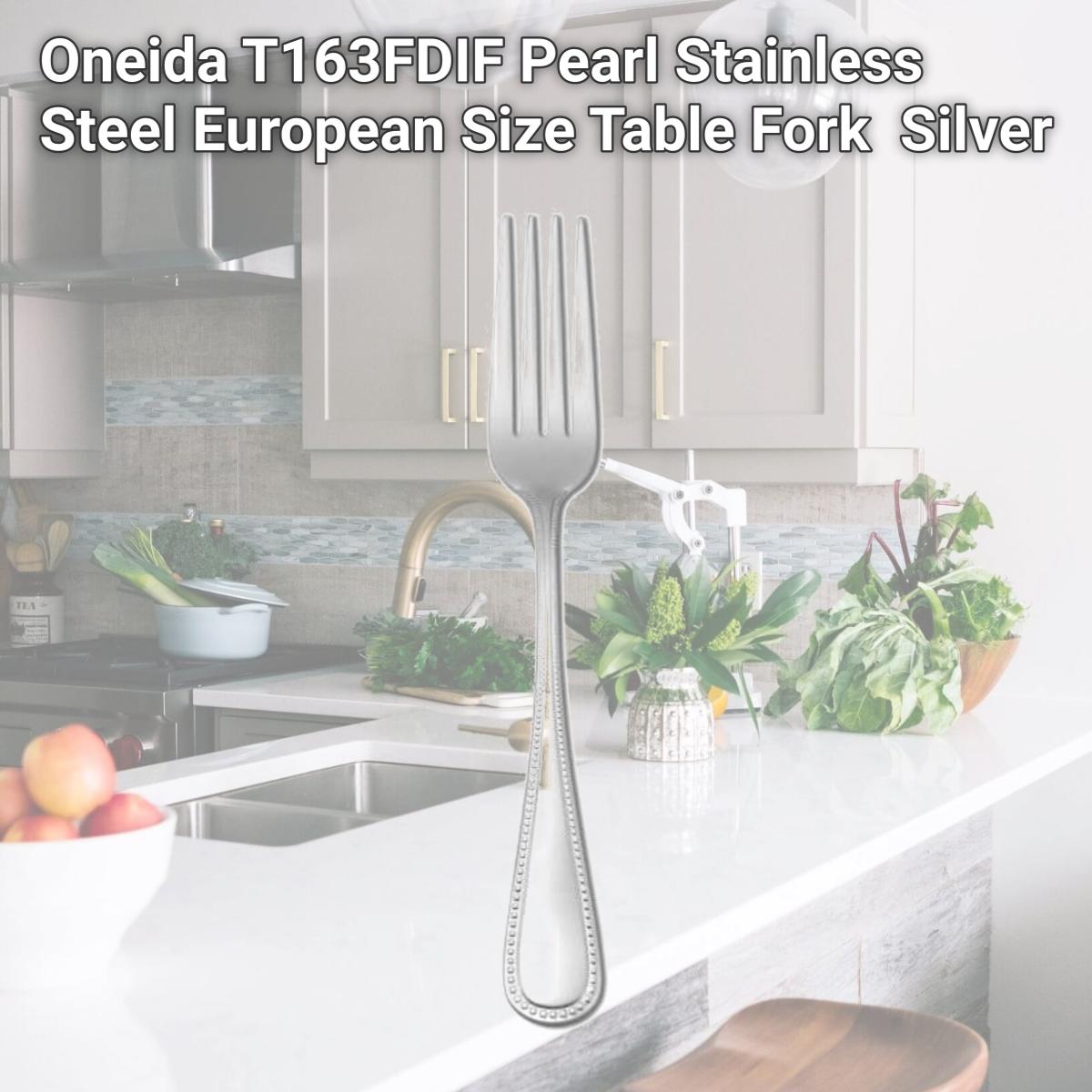 Picture of Oneida T163FDIF Pearl Stainless Steel European Size Table Fork  Silver