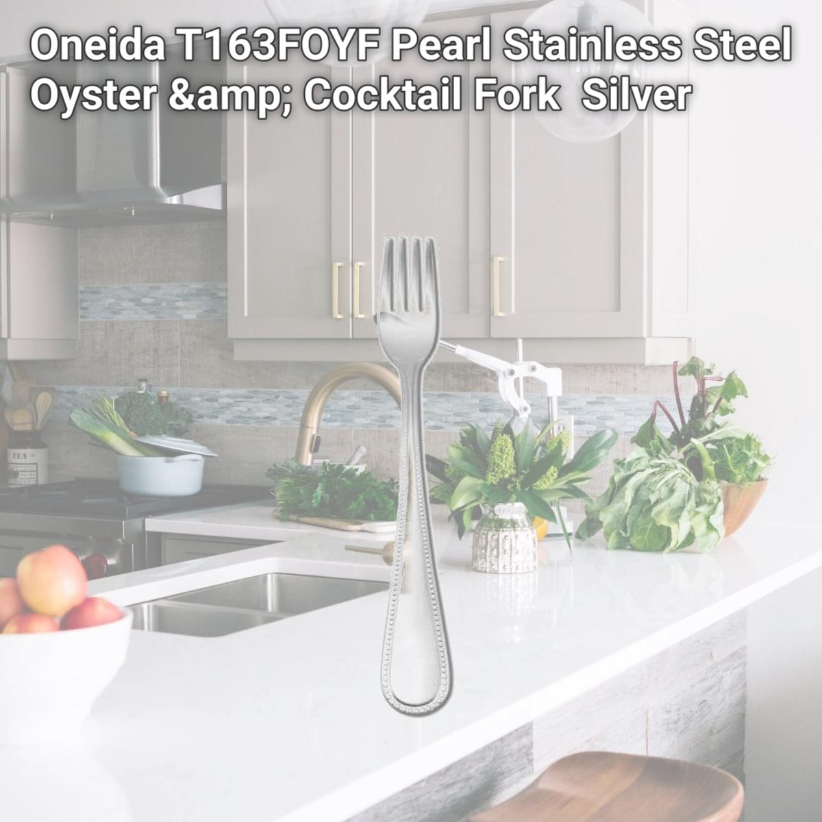 Picture of Oneida T163FOYF Pearl Stainless Steel Oyster &amp; Cocktail Fork  Silver