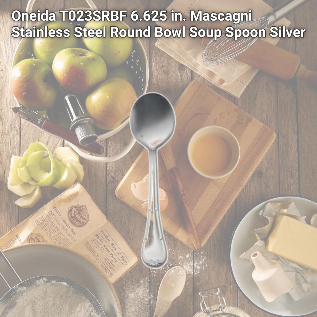 Picture of Oneida T023SRBF 6.625 in. Mascagni Stainless Steel Round Bowl Soup Spoon  Silver