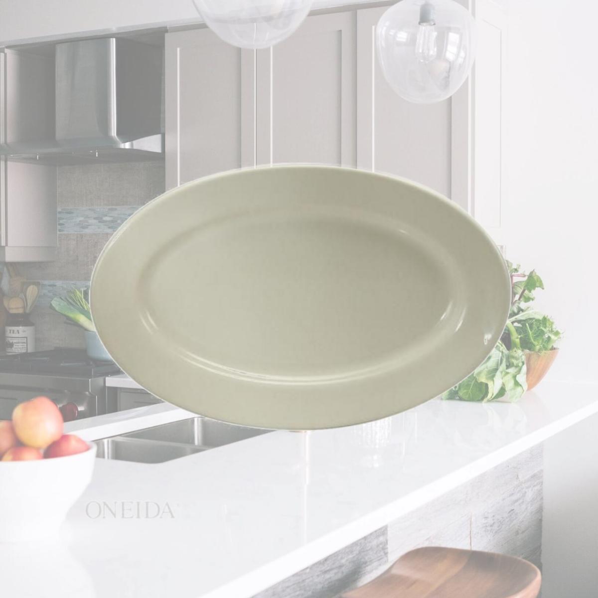 Picture of Buffalo F1500001391 15.5 in. Twice Fired Reinforced Edges Platter, Cream White