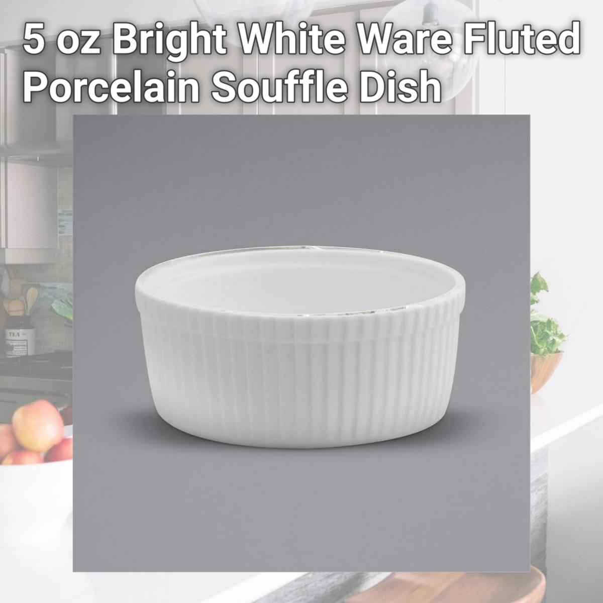 Picture of Buffalo F8010000600 5 oz Bright White Ware Fluted Porcelain Souffle Dish
