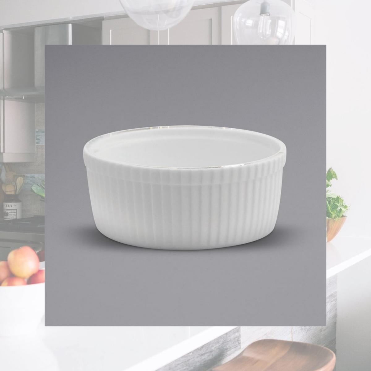 Picture of Buffalo F8010000600 5 oz Bright White Ware Fluted Porcelain Souffle Dish
