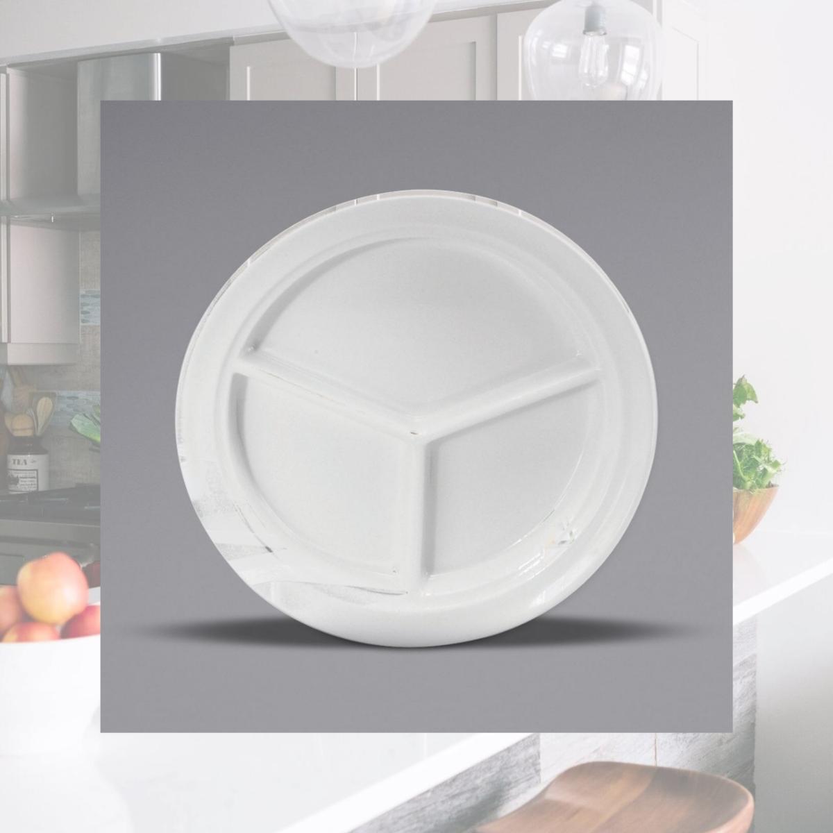 Picture of Buffalo F9010000143 9.5 in. Cream White Ware Rolled Edge Porcelain Compartment Plate