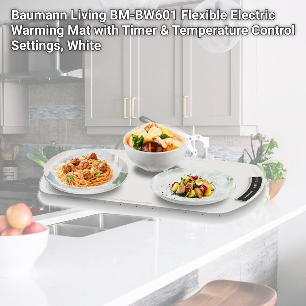 Picture of Baumann Living BM-BW601 Flexible Electric Warming Mat with Timer & Temperature Control Settings, White