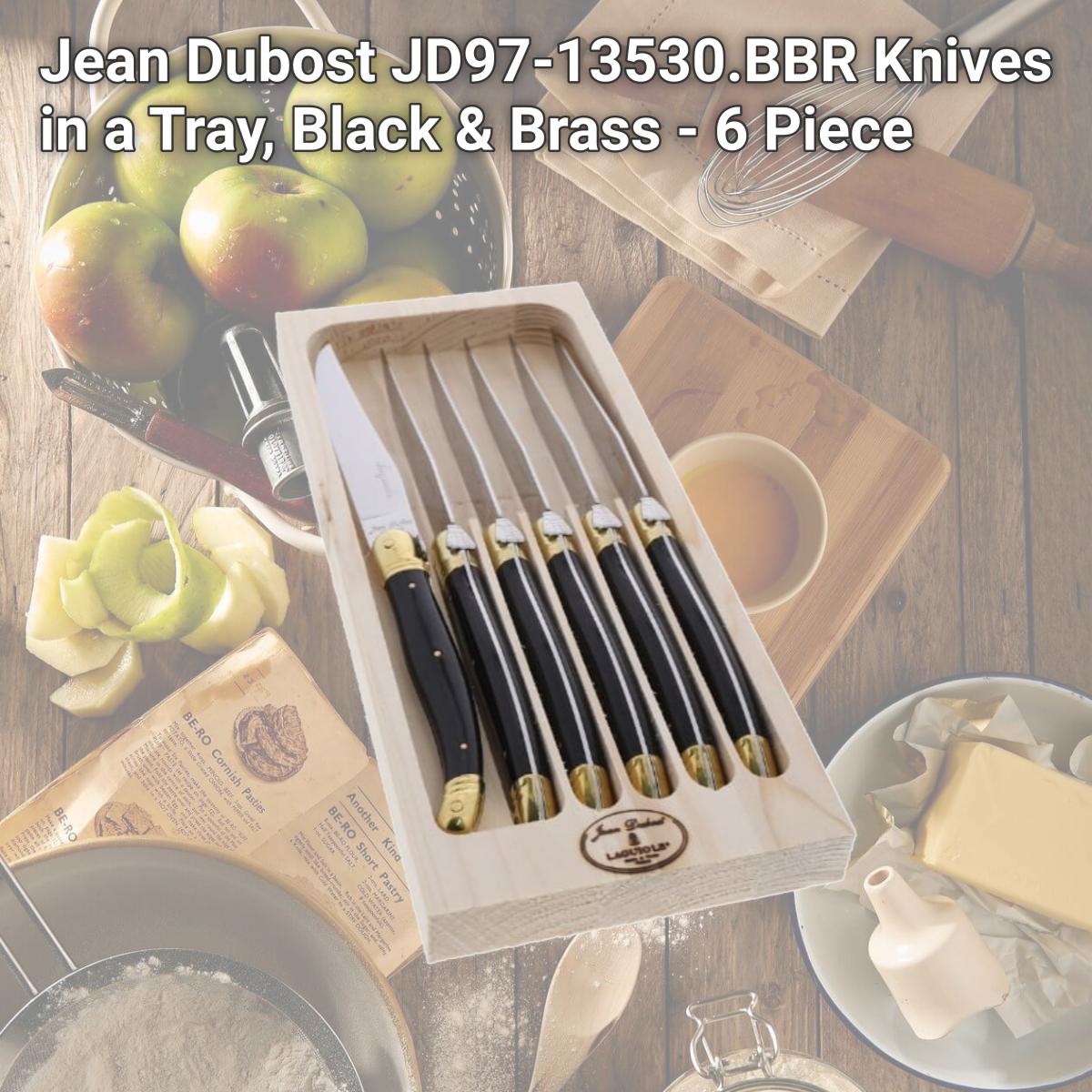 Picture of Jean Dubost JD97-13530.BBR Knives in a Tray, Black & Brass - 6 Piece