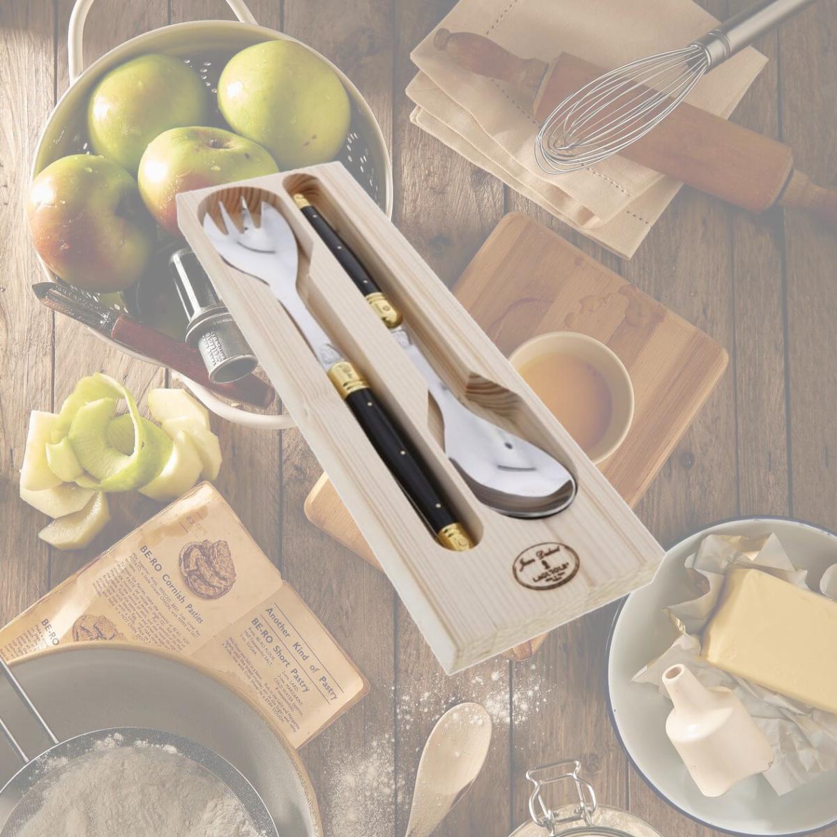 Picture of Jean Dubost JD97018.BBR Salad Servers - Black & Brass