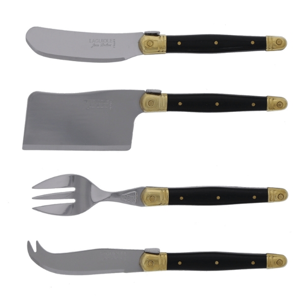 Picture of Jean Dubost JD61674.BBR Cheese Set, Black & Brass - 4 Piece