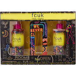 293629 Fcuk Late Night Eau De Toilette Spray, Body Lotion & Fragrance Mist - 8.4 & 3.4 Oz