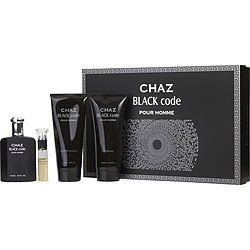 221148 Chaz Black Code 3.3 Oz Eau De Parfum Spray, 6.8 Oz Aftershave Balm, 6.8 Oz Shower Gel & 0.5 Oz Eau De Parfum Spray By For Men