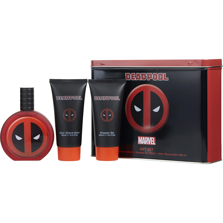 341613 Deadpool Dark 3.4 Oz Eau De Toilette Spray, Shower Gel & Aftershave Balm By For Men