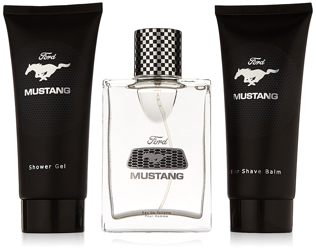 286259 Mustang Performance 3.4 Oz Eau De Toilette Spray, 3.3 Oz Aftershave Balm & Shower Gel By For Men
