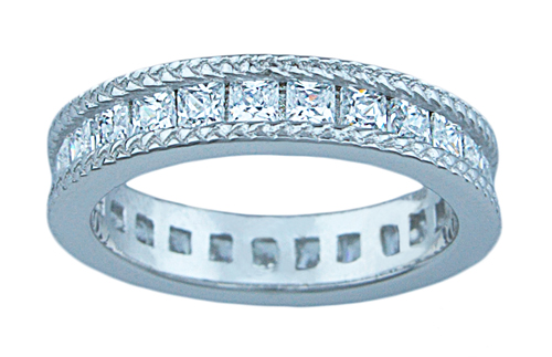 925 Silver  Eternity Bridal Band Ring - Size 5