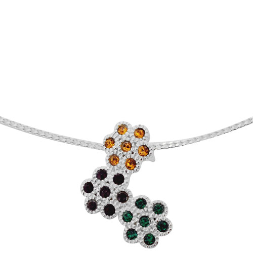 Flowers Pendant Silver Necklace With Swarovski Crystal - Multicolor - 0.5 X 0.875 In.