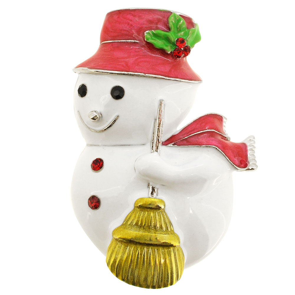 2 Oz Christmas Snowman Pin Brooch - White - 1.25 X 1.75 In.