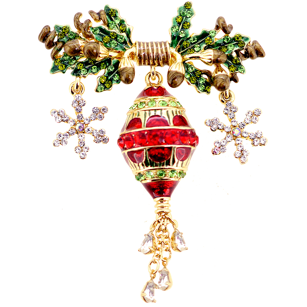 Christmas Ornament Pin Brooch - Silver - 2.125 X 2.875 In.