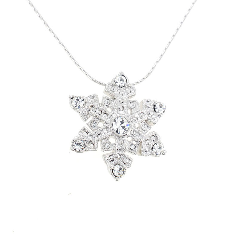 Christmas Snowflake Crystal Pendant - White - 1 X 1 In.