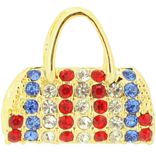 2 Oz Swarovski Colorful Crystal Handbag Golden Pendant - Silver - 0.75 X 0.75 In.