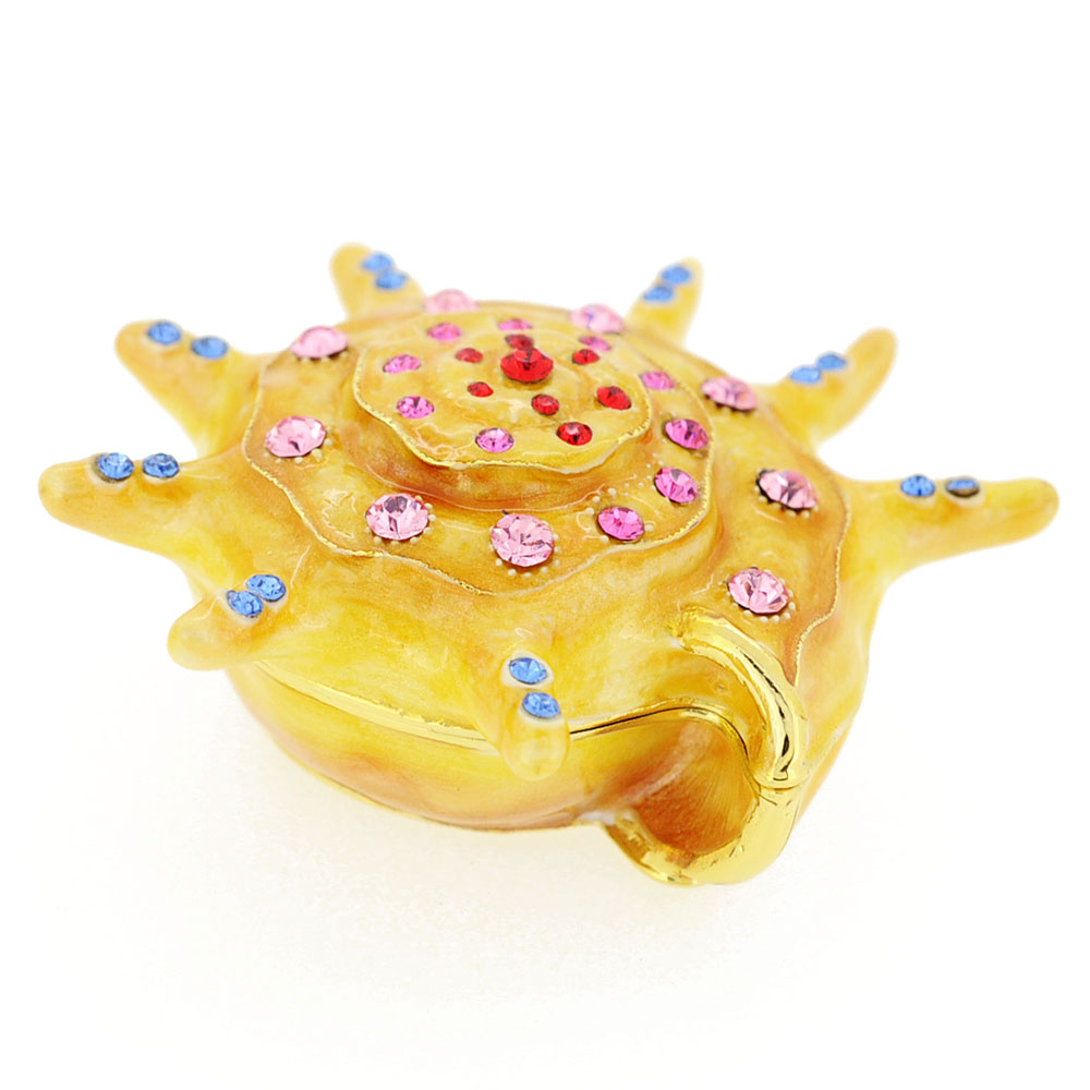Sea Snail Trinket Box With Swarovski Crystal - Yellow - 2.125 X 2.375 In.