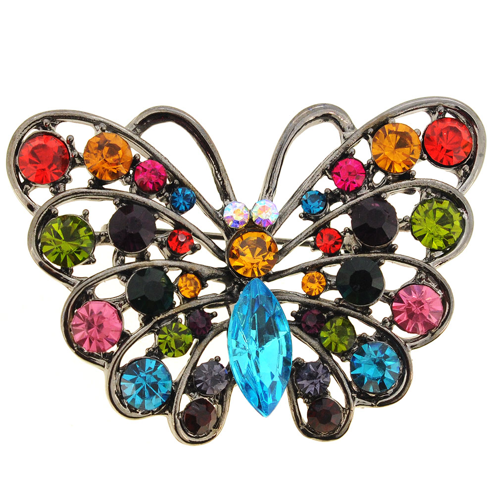 2 Oz Butterfly Pin Brooch & Pendant - Multicolor - 2.125 X 1.5 In.