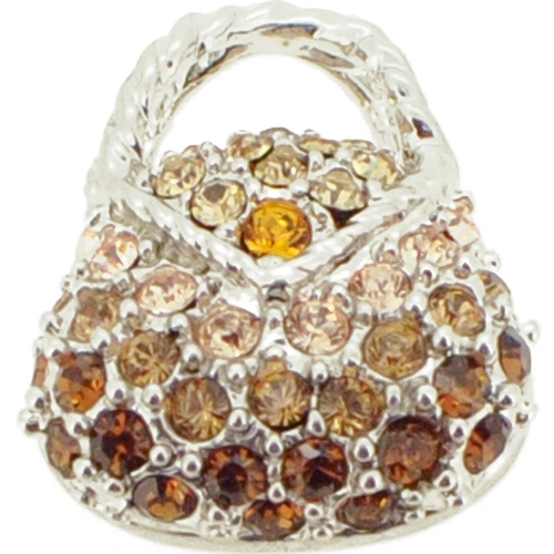 2 Oz Colorful Swarovski Crystal Handbag Silver Pendant - 0.625 X 0.75 In.