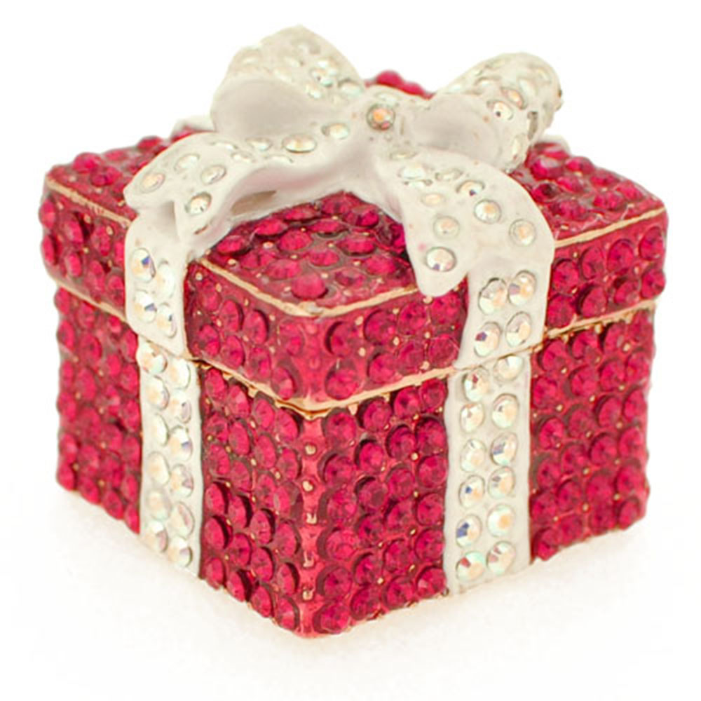 Ruby Gift Box Crystal Jewelry Trinket Box - Silver - 1.25 X 1.255 In.