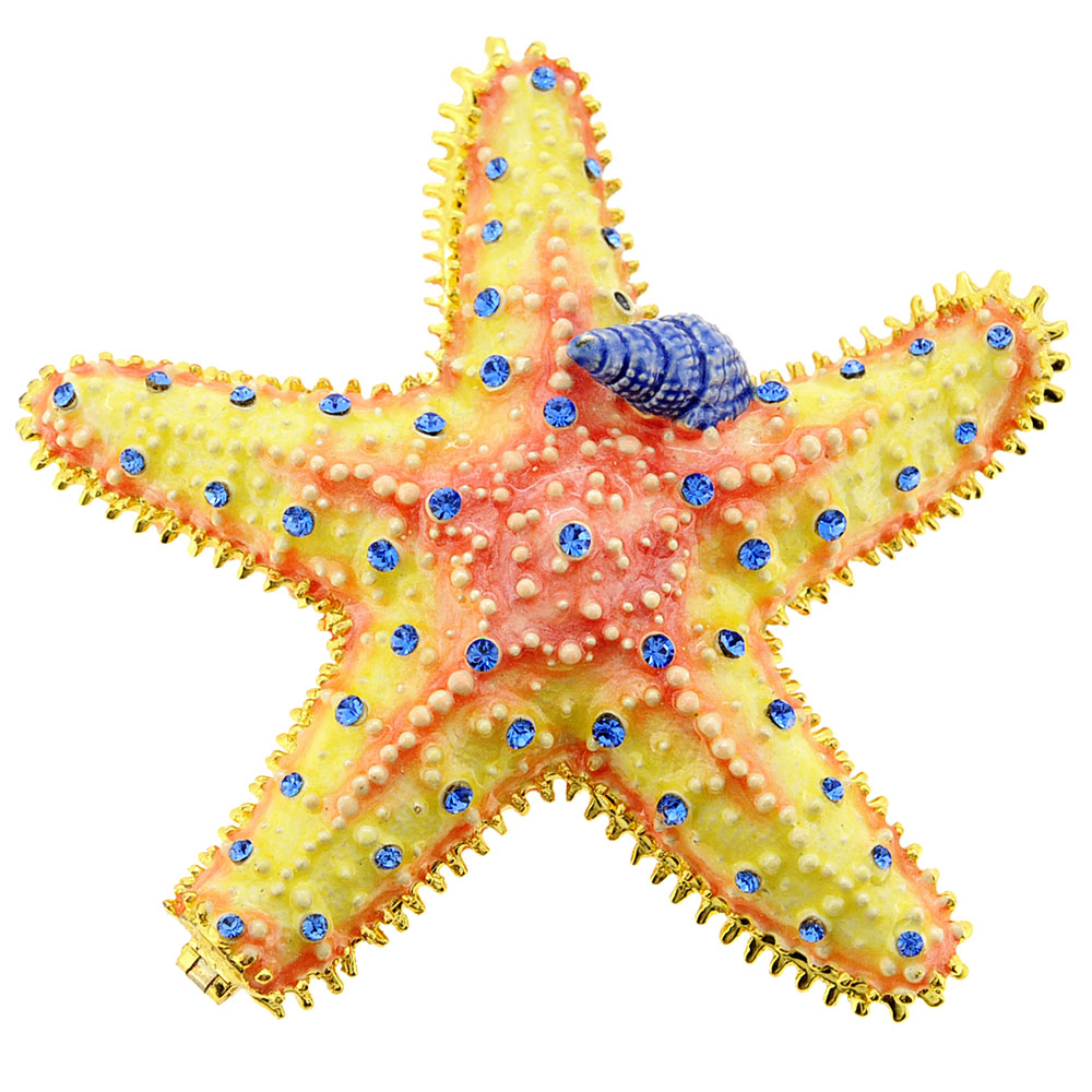 Starfish Trinket Box With Swarovski Crystal - Yellow - 3.5 X 3.375 In.