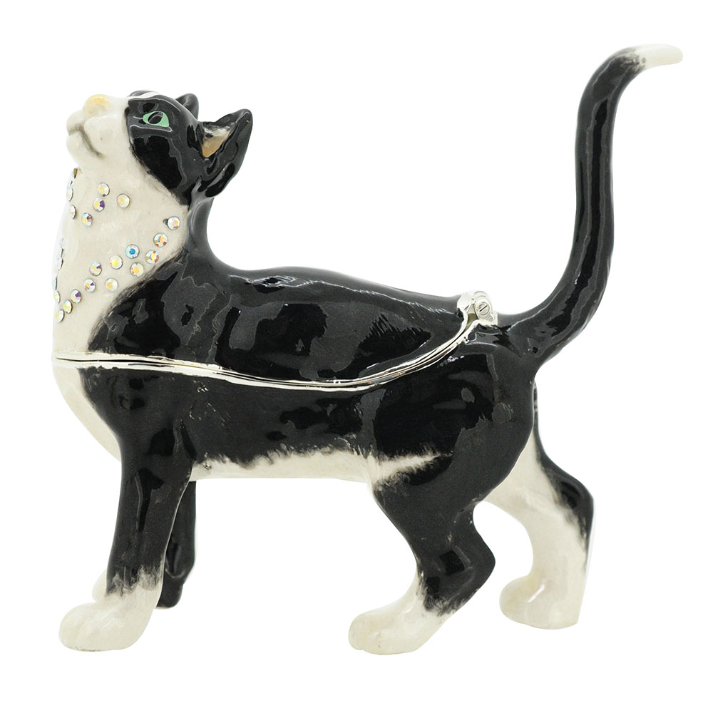 Tabby Short Hair Cat Trinket Box - Black - 4.125 X 3.875 In.