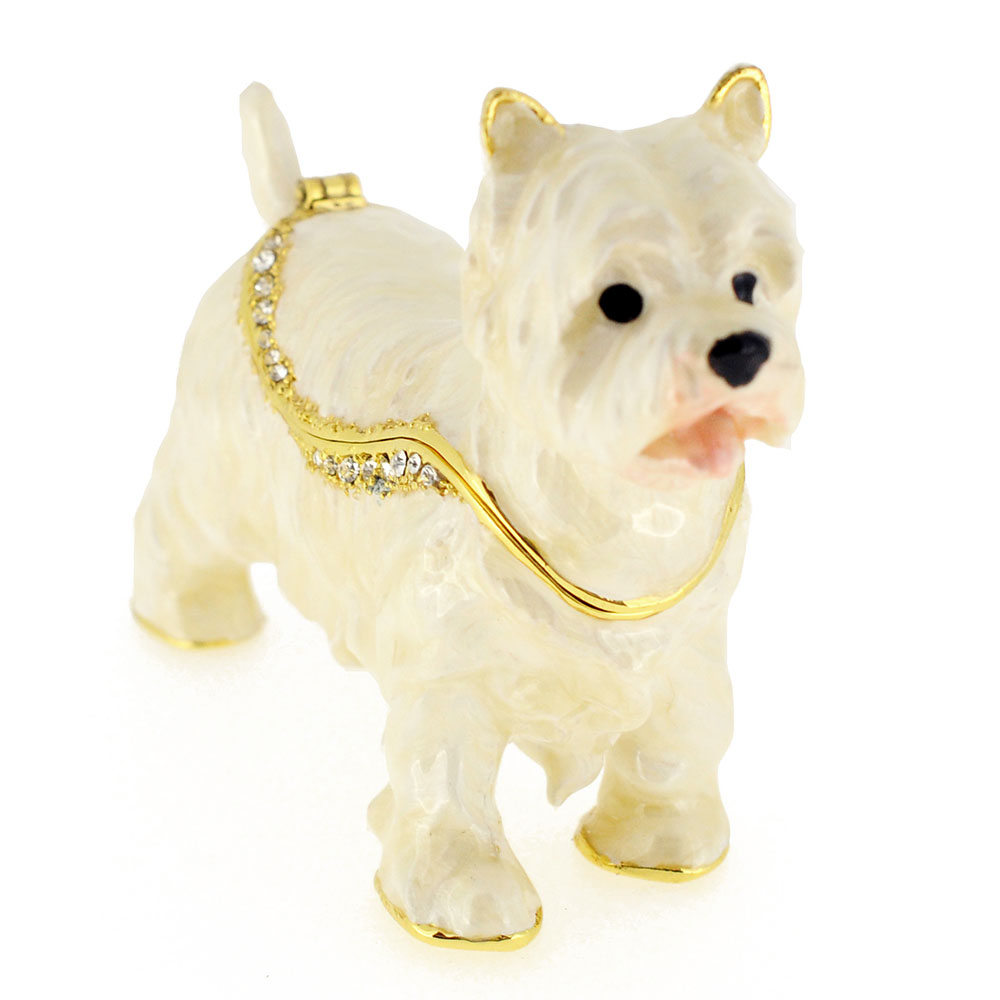 West Highland Terrier Trinket Box With Swarovski Crystal - White - 3.5 X 2.75 In.