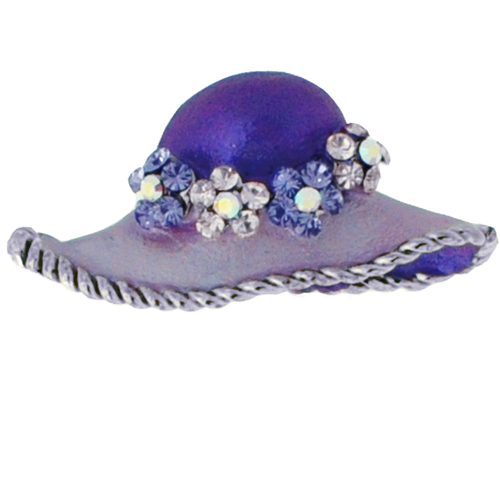 Easter Bonnet Hat Swarovski Crystal Pendant - Purple - 0.875 X 0.5 In.