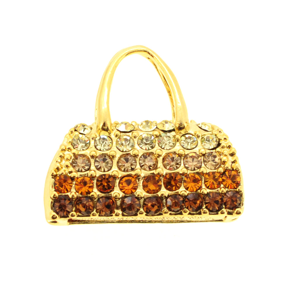 Golden Handbag Pendant - Brown - 0.875 X 0.75 In.