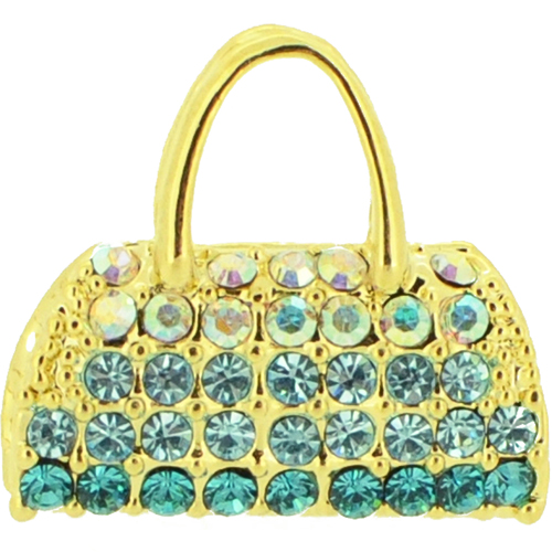 2 Oz Colorful Adult Swarovski Crystal Handbag Golden Pendant - Silver - 0.75 X 0.75 In.