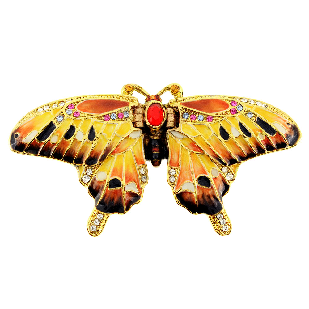 Butterfly Trinket Box With Swarovski Crystal - Multicolor - 3 X 1.625 In.
