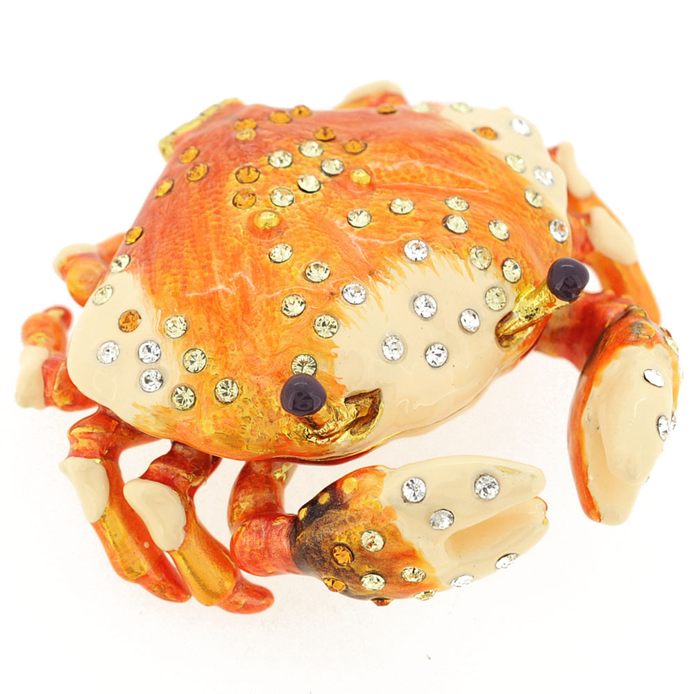 Golden Crab Trinket Box With Swarovski Crystal - Brown - 2.625 X 2.375 In.