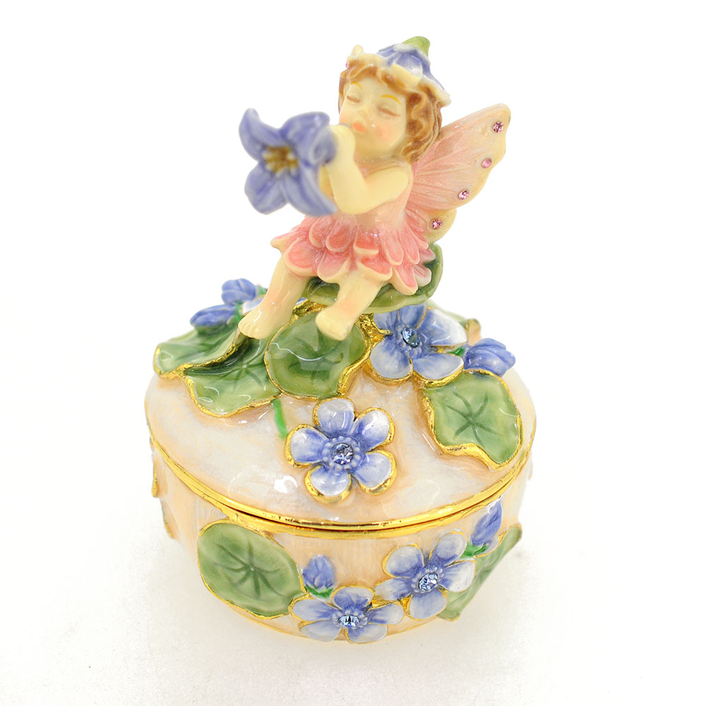Flower Fairy Trinket Box - Silver - 2.375 X 3.5 In.
