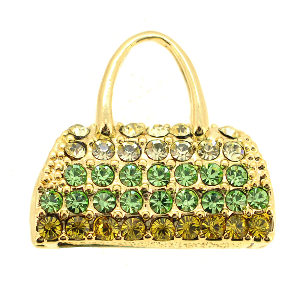 2 Oz Colorful Swarovski Crystal Handbag Golden Pendant - Silver - 0.75 X 0.75 In.