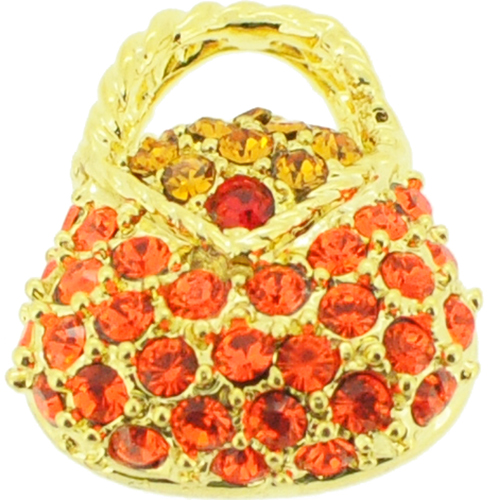 2 Oz Colorful Swarovski Unisex Crystal Handbag Golden Pendant - Silver - 0.625 X 0.75 In.